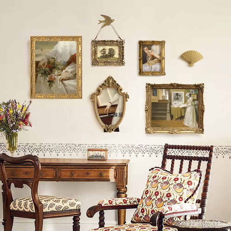 Wall Mural French Palace Style Painting Set Living Room Sofa Background Wall Hanging Painting Decorative Art Oil Painting Retro Wall Mural French Palace Style Painting Set Living Room Sofa Background Wall Hanging Painting Decorative Art Oil Painting Retro