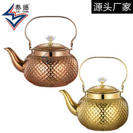 跨境加厚不锈钢泡茶壶锤纹餐厅酒店茶水壶带滤网家用花茶壶烧水壶