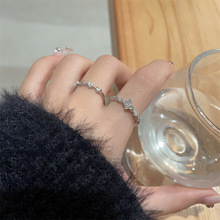 新款爱心锆石蝴蝶戒指女小众设计感时尚个性食指戒金美莱首饰批发