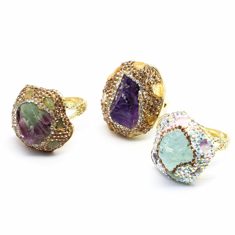 25g Weight Open Rings Classification Adjustable Ring Size 1 Piece Quantity Holiday, Daily Occasion natural stone Material Geometric Pattern Unisex Gender Plating, Healing Design Vintage Style, Classic Style Style Unisex Natural Stone Plating Healing Geometric Open Rings Healing Crystals Jewelry 13