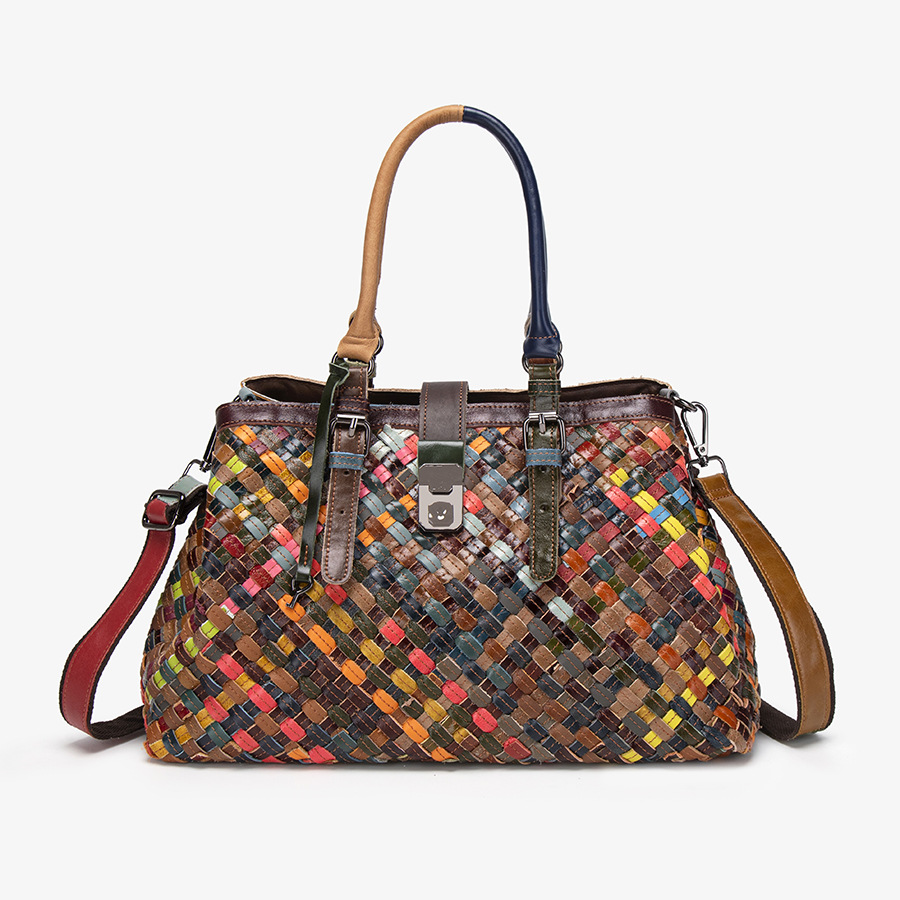 2025 Genuine Leather Handbag For Women - Handmade Trendy Niche Luxury Fashion Spliced Flower Shoulder & Crossbody Bag - Thumbnail 7