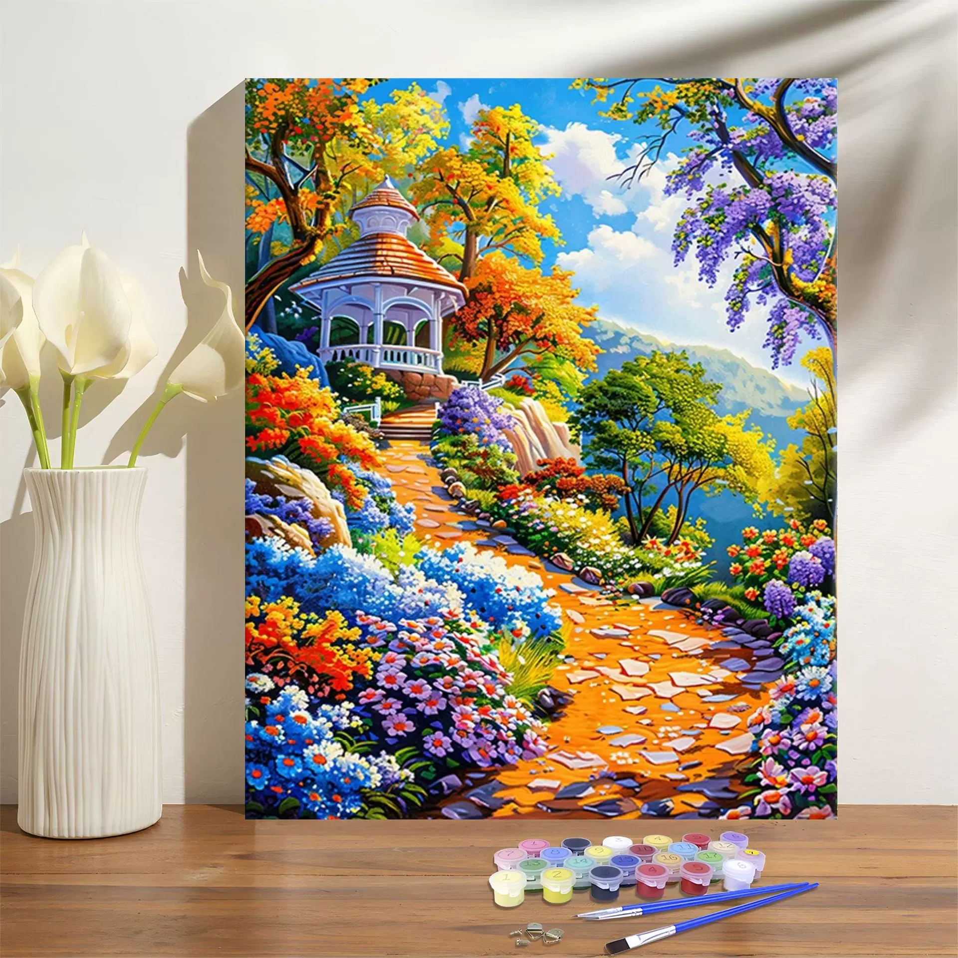 跨境手动涂色DIY数字油画批发手绘4050亚马逊wish数码颜料装饰画