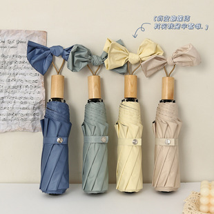30% Off 8-Bone Pure Color Vinyl Sun Protection Umbrella Manual Imitation Wood Handle Sun Umbrella with Printable Logo Anti-Uv