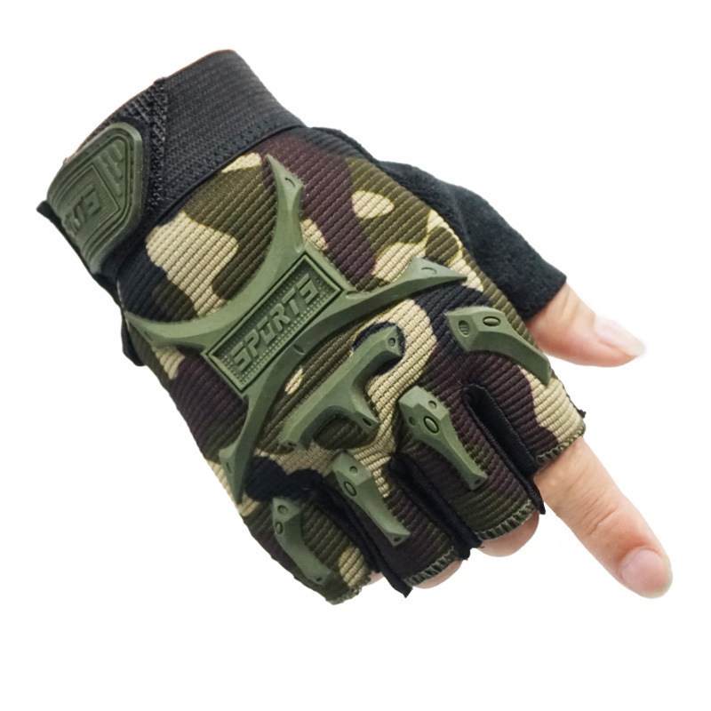 Fábrica al aire libre ciclismo deportes guantes tácticos hombres antideslizante desgaste-resistente militar ventilador sello Protección Medio dedo guantes de la bicicleta