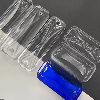 长条异形水晶挂片凹凸玻璃墙挂屏风装饰材料有孔气泡透明蒙砂定制