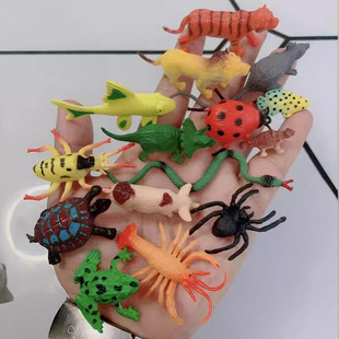Cross-border simulation mini insect animal model plastic turtle frog marine biology early education cognitive toys wholesale