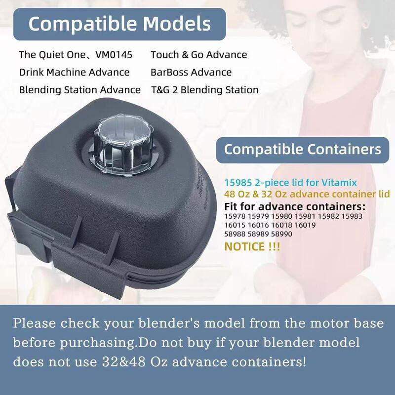 Replacement Lids for Vitamix Blenders 48oz and 32oz Are Compatible with 15990 15978 16016 15981