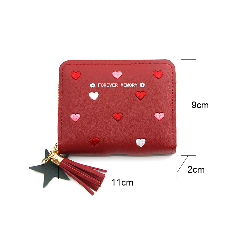 Women's Heart Shape Pu Leather Ornament Zipper Coin Purses display picture 1