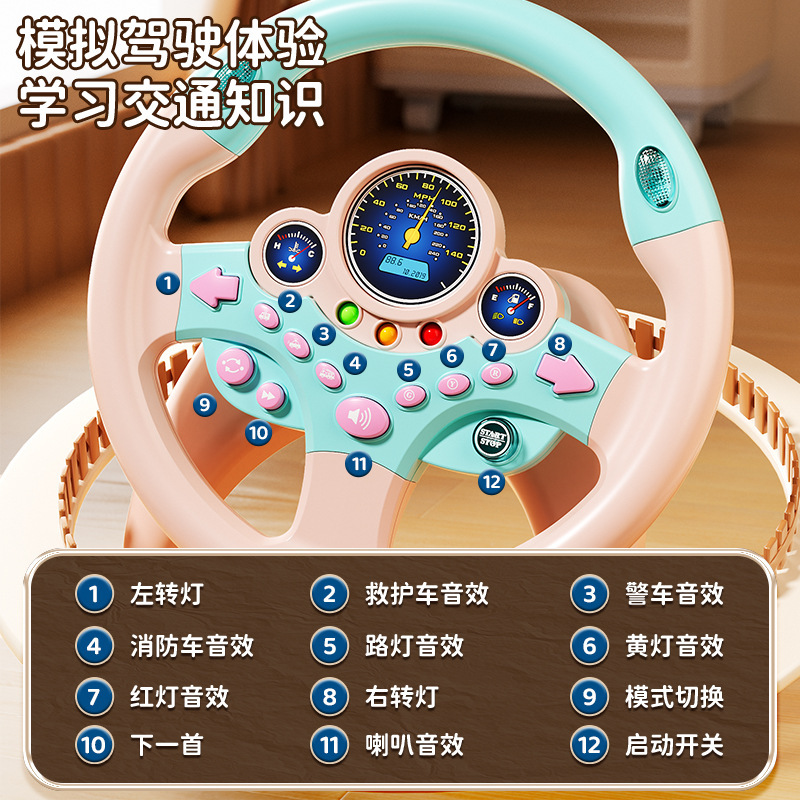 抖音同款儿童仿真方向盘儿童早教玩具带音乐灯光副驾驶模拟神器|undefined