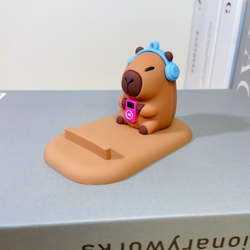 国境を越えてかわいいカピバラカ通公仔怠け者スタンドデスクトップ携帯電話スタンドクリエイティブ置物プレゼント|undefined
