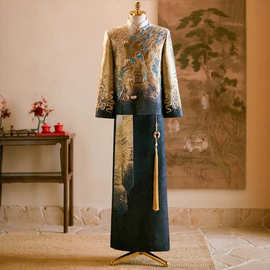 2026新款秀禾服男士重工中式婚服古装接亲敬酒服接亲新郎男装礼服