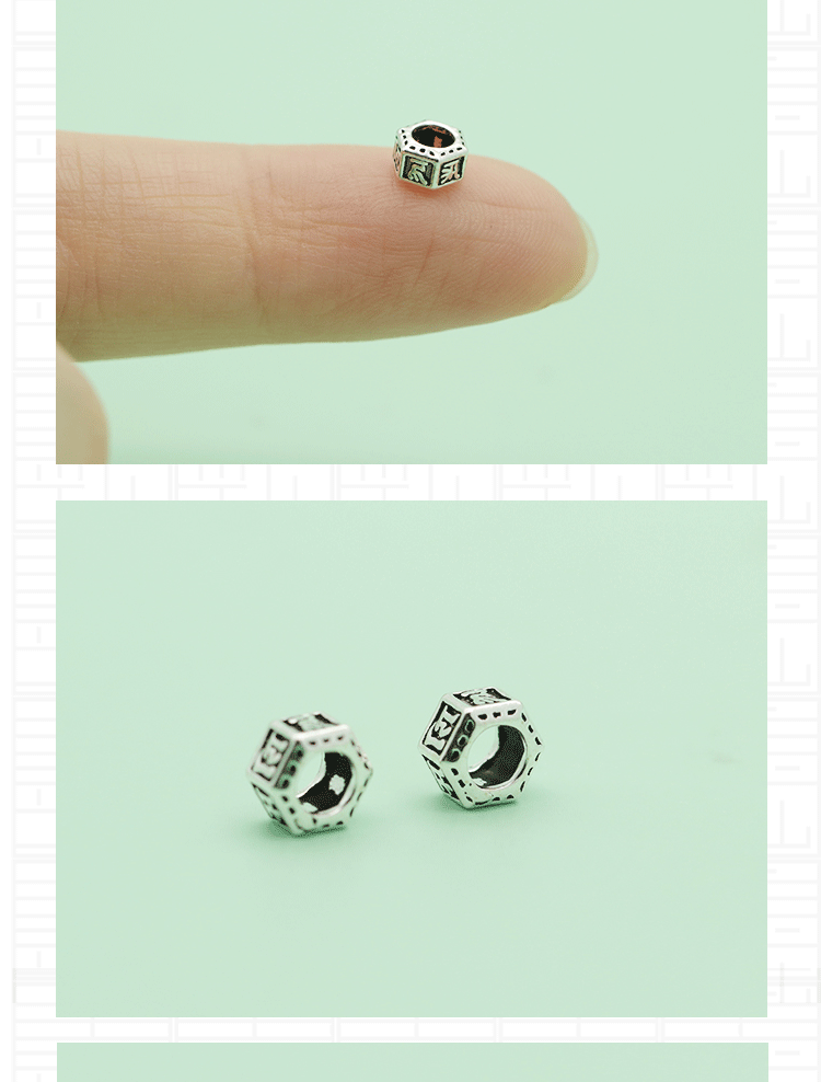 S925 sterling silver beads Thai Silver old ring plum blossom snake bone pattern closed ring spacer DIY silver jewelry accessories