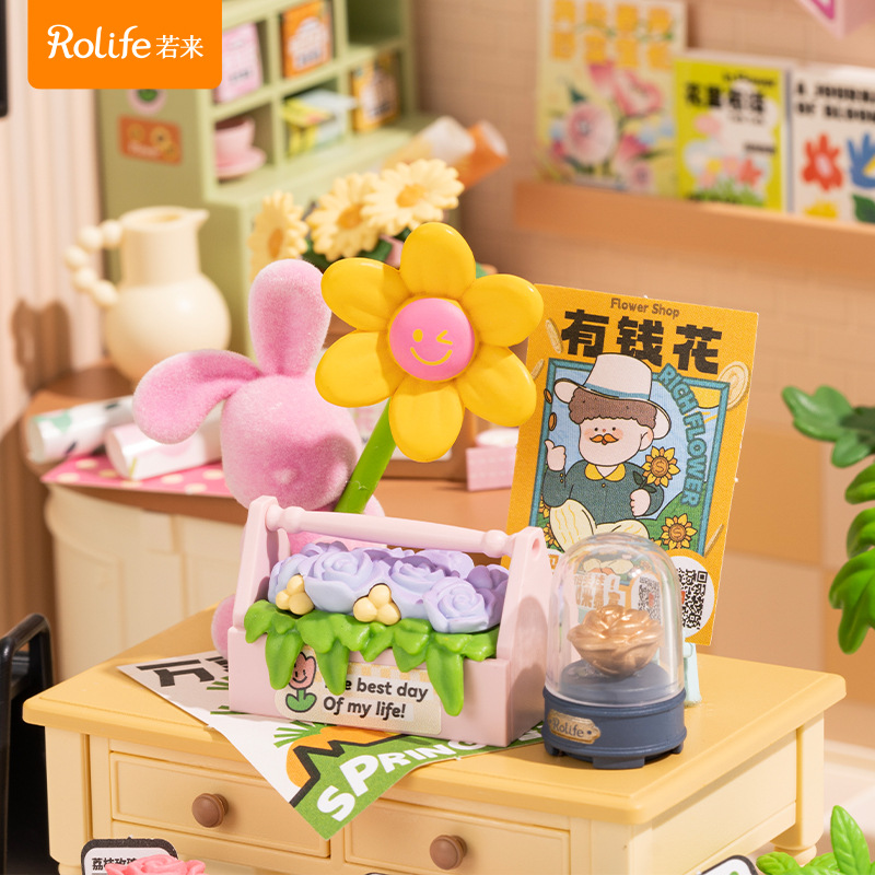 Rollife Ruo Lai Super World Flower Shop Bloques de rompecabezas ensamblados Modelo de juguete Cabaña de bricolaje Regalo para niños Mujer