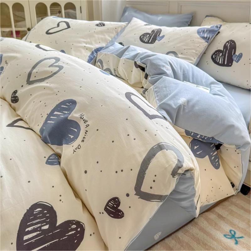 Cama de algodón de algodón de cuatro piezas 2025 nueva sábana simple funda de edredón de tres piezas sábana ropa de cama de dormitorio