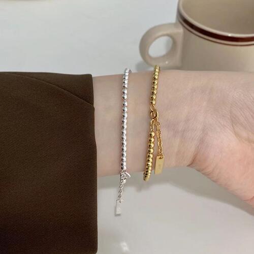 Fan Zhiqiao French style jewelry 925 sterling silver round beads golden Buddha bead bracelet niche extremely simple INS hand jewelry