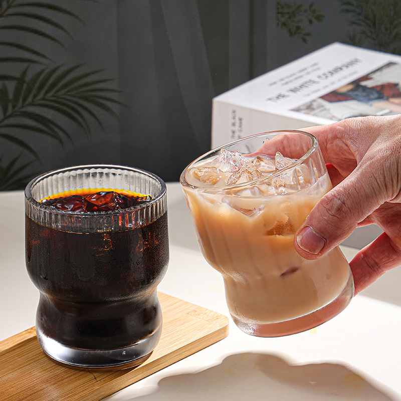 Free Shipping Hammered Glass Cup High-Value Light Luxury Ins Style Coffee Cup Niche Household Water Cup Summer Girls Milk