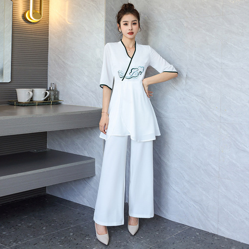 Beauty salon beautician work clothes female spa health center club ear picking technician clothes high-end temperament suit Chinese style