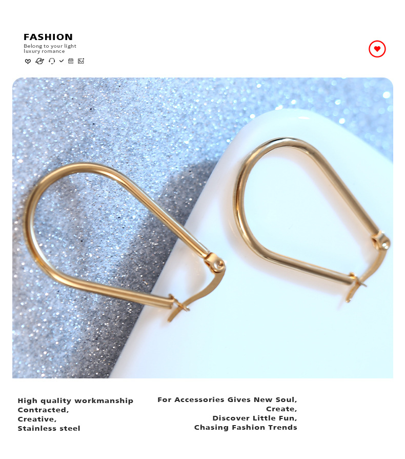 Fashion U Shape Stainless Steel Plating Earrings 1 Pair