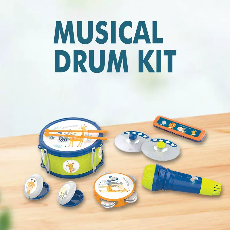 跨境热供儿童仿真乐器套装玩具 亲子互动鼓类乐器套装玩具批发