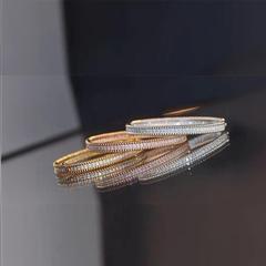 Fanjia カスミソウ ビーズ エッジ ダイヤモンド ブレスレット 18K ゴールド メッキ シンプル ファッション シグネチャー ワイド ナロー バージョン フル ダイヤモンド ビーズ エッジ ブレスレット