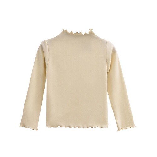 Children's T-shirt wholesale, solid color mushroom edge children's top, base shirt for girls, long-sleeved T-shirt for autumn.