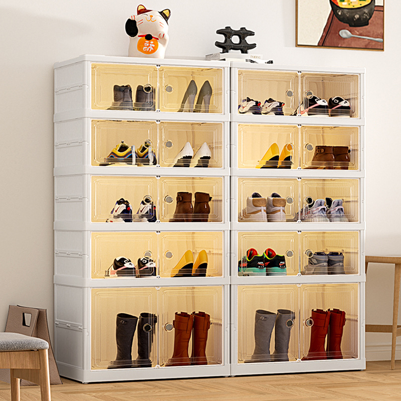 Artetería de almacenamiento de zapatos, zapatero, doble una pieza, el primer lote de zapatero doméstico, una caja de zapatos integrada sin instalación