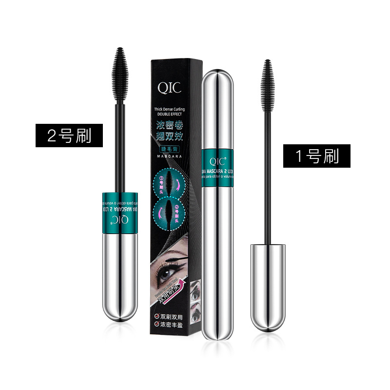 QIC Chini Color Double Effect 4D Mascara Waterproof Long Curly Natural Thick 2in1 Mascara North American Makeup