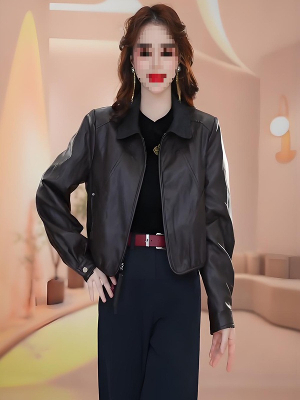 小个子气质短款皮衣外套女秋季新款巨好看撞色上衣气质百搭皮夹克|undefined