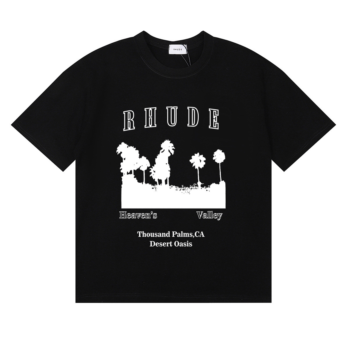 25 años de primavera y verano ropa de hombre RHUDE estampado callejero transpirable de media manga simple moda marca de moda camiseta de manga corta superior