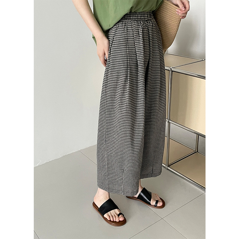 Tao Chuan Wear Not Greasy Plaid Pants ~ Private Clothing Japanese Literary Loose Joker High Waist Straight Leg Pants Women's 5611