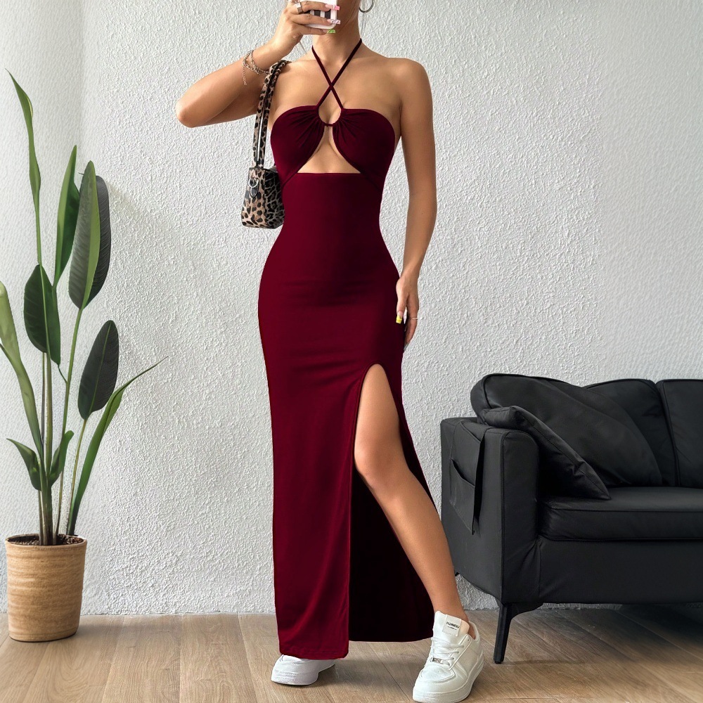 Sexy Halter Maxi Dress Slim Fit Elegant Design Spring Summer Style Wholesale Available private label