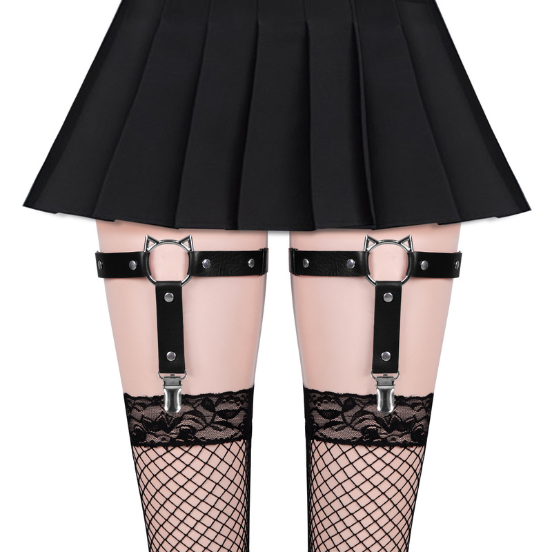 Factory Direct Sales Spot Korean Style Cat Face Thigh Ring Leg Ring Sexy Elastic Band Adjustment Anti-Slip Buckle Sock Clip Garter Belt