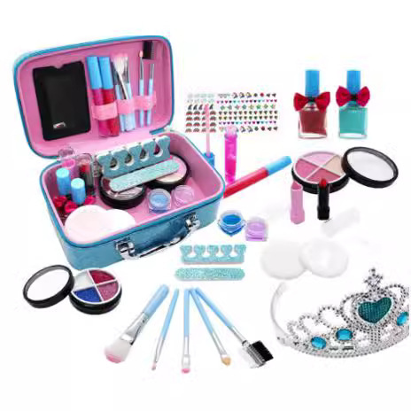 Cross-border children's cosmetics toys princess girl dollhouse makeup eyeshadow nail polish crown makeup box set