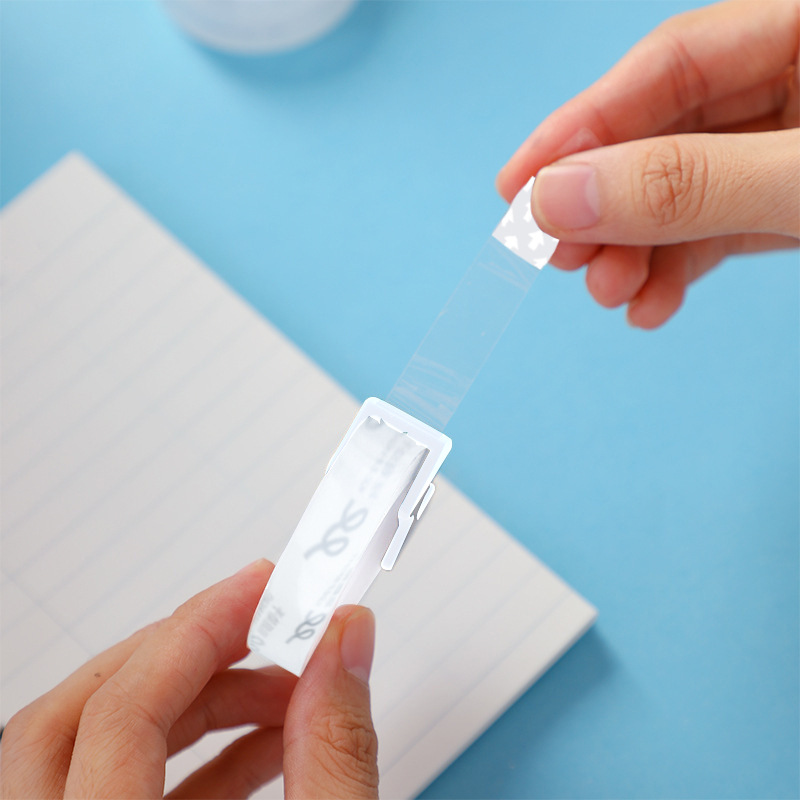 Deli 30122 cinta pequeña transparente 1,2 cm estudiante lágrima mano cinta adhesiva papelería suministros con traje
