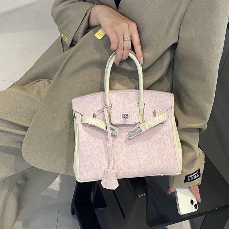 Limited Edition Togo Leather Birkin Bag, Kelly Genuine Leather Large-Capacity Niche High-End Commuter Small Tote Bag Handbag