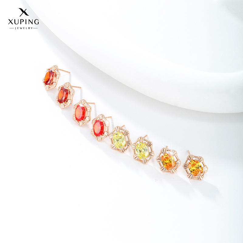 1Xuking joyería colorido tesoro serie oval artificial piedras preciosas pendientes de moda geométrica simple retro pendientes para las mujeres