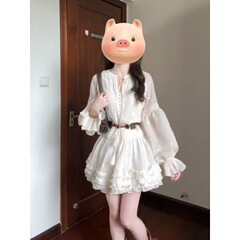 新疆云南川西《克莱蒙公路》灯笼袖白色连衣裙女氛围感穿搭气质秋