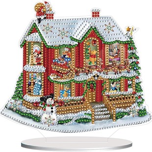 Christmas house DIY diamond art painting desktop decorations, standing diamond painting box kit for adults