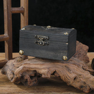 Flip creative jewelry box antique wooden sundries desktop storage box film props shooting decorative wooden box