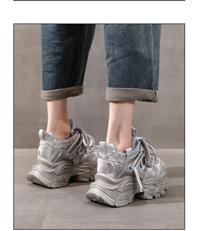 Giày sneaker nữ đế dày lưới thoáng khí phong cách daddy — màu be chi tiết 12