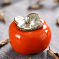 柿茶葉缶柿柿如意喜糖缶結婚祝いプレゼントキャンディー缶陶磁器トランペット喜店糖箱特価