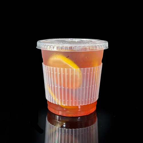 Plastic transparent cup sleeve 98 caliber disposable 90 paper cup milk tea cup insulated iron PET cold drink cup Dudu cup sleeve