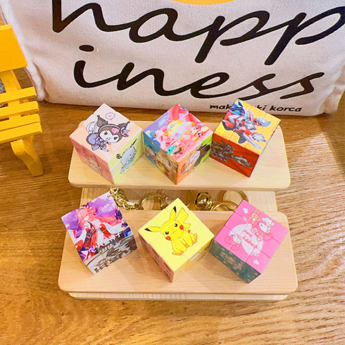 Wholesale Cartoon Cube Doll Child Schoolbag Charms Creative Keychain Cute Backpack Decorations Accessory Keychain