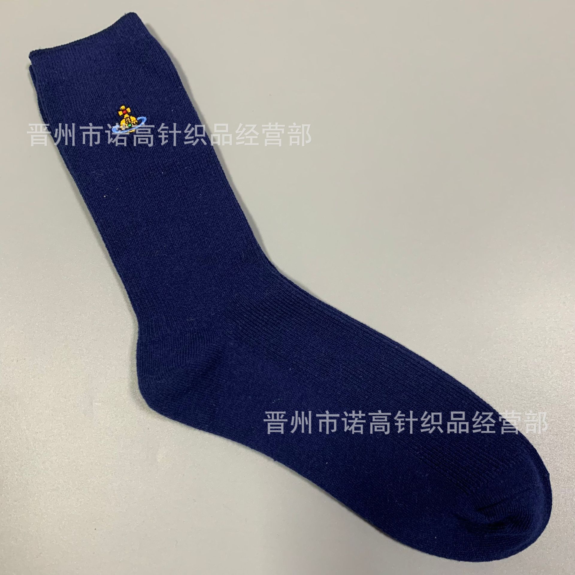 Calcetines japonesas bordadas Saturno rodilla sobre rodilla calcetines sólidas escolares de doble aguja peinadas calcetines de algodón