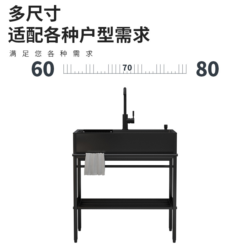 lavabo simple lavabo de platos con soporte de cocina lavabo de acero inoxidable lavabo de platos integrado negro