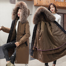 風大碼派克服女2021冬季新款韓版寬松時尚撞色口袋長款防寒服外貿