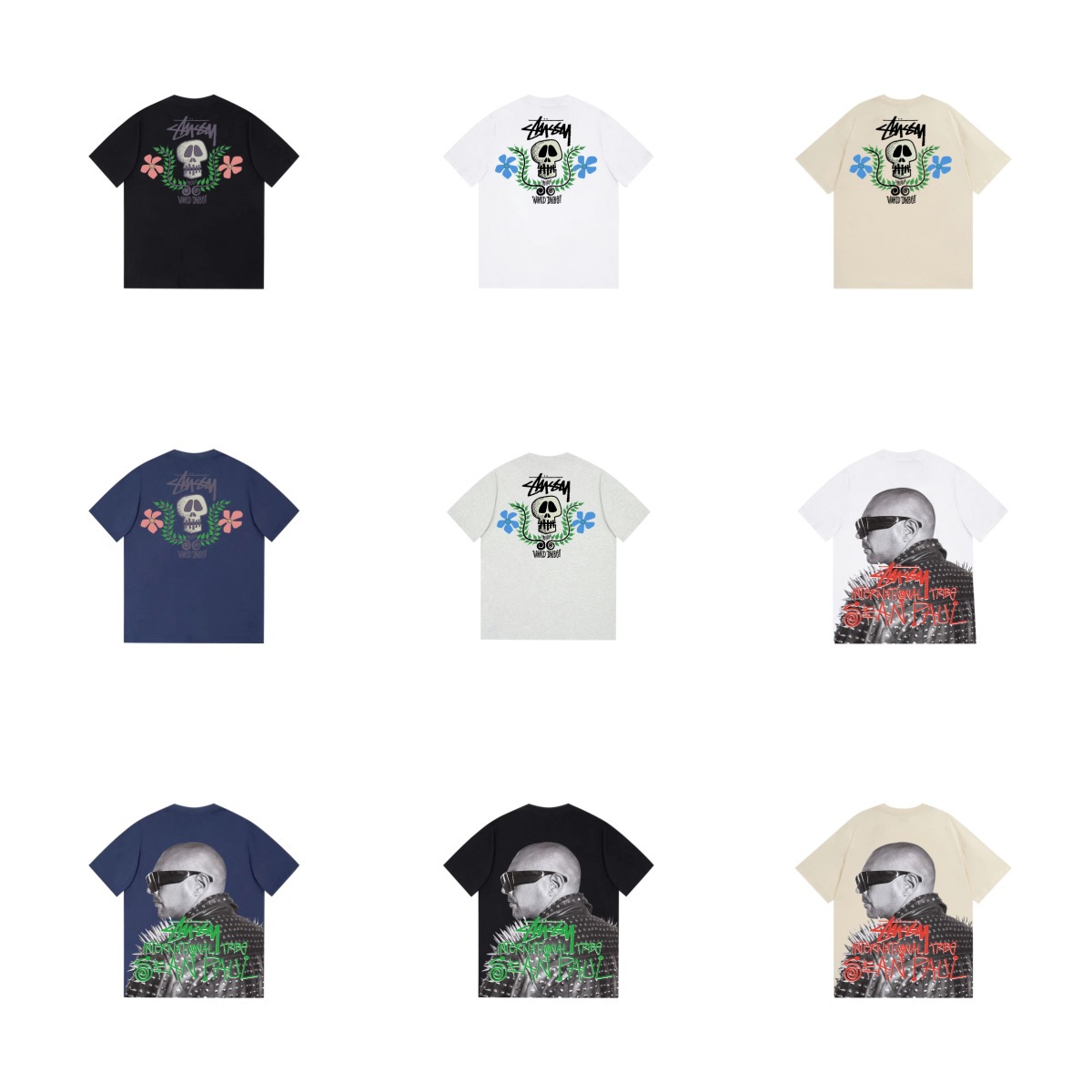 stusy斯图西2025新款8男女短袖T恤夏季黑色白色男士体恤宽松270g