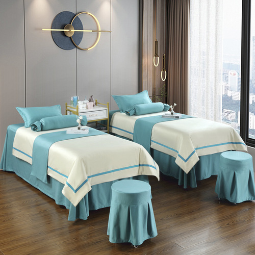 New beauty bedspread set of four pieces, beauty salon body care massage hair washing bedspread, ear cleaning head therapy bedspread, printed logo