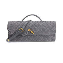 亚马逊爆款磨砂法棍风琴包横款手提斜挎包秋季款编织单肩晚宴包