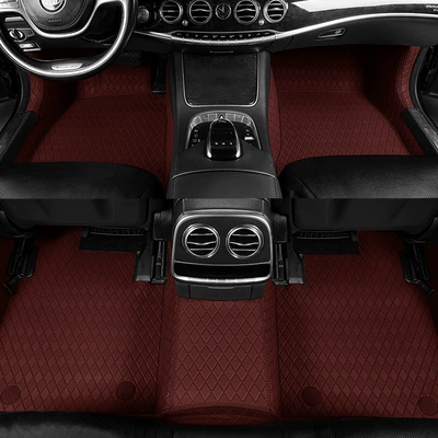 Modelə uyğun ayaqaltı — car floor mats, full-coverage - wear-resistant-king-diamond-pattern-burgundy